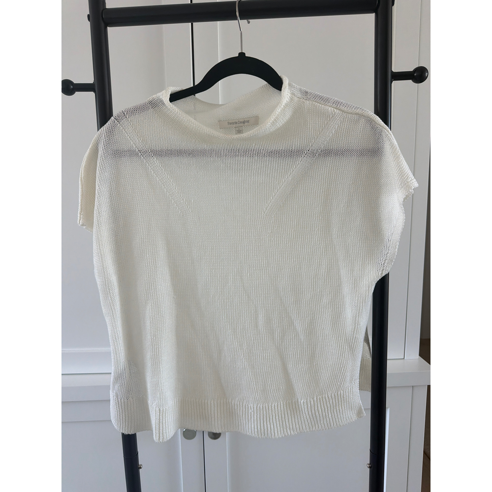 Favorite Daughter White Knit Sleeve Top - Picture 1 of 3